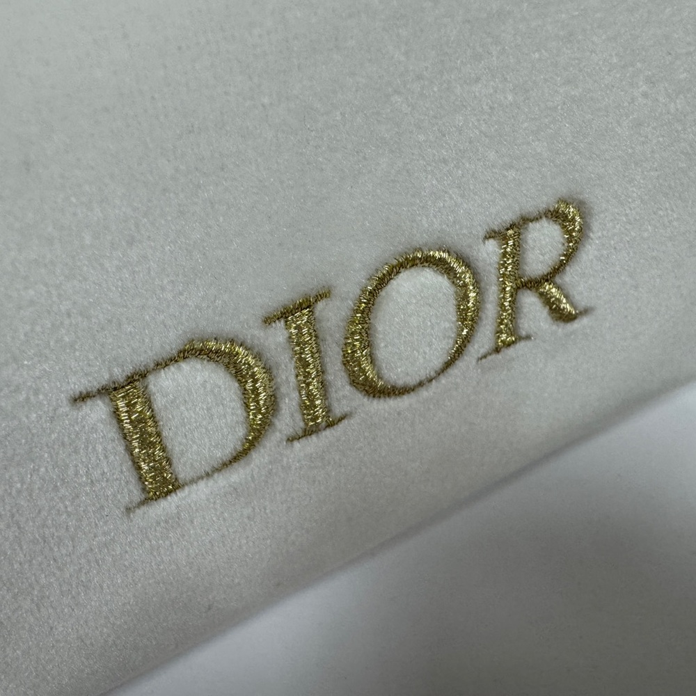 DIOR White Velvet with Gold Logo Pouch - Picture 5 of 11